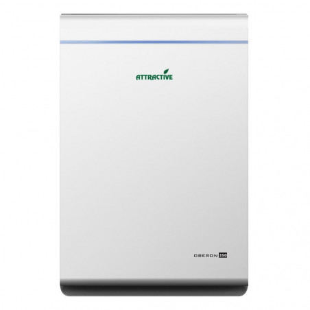 Пречиствател за въздух Attractive Oberon 350, 85W, За до 65 м2, 350 м3/ч, 3 скорости, WiFi, Йонизация, Интелигентни сензори, Дистанционно, Тъчскрийн, Бял/черен