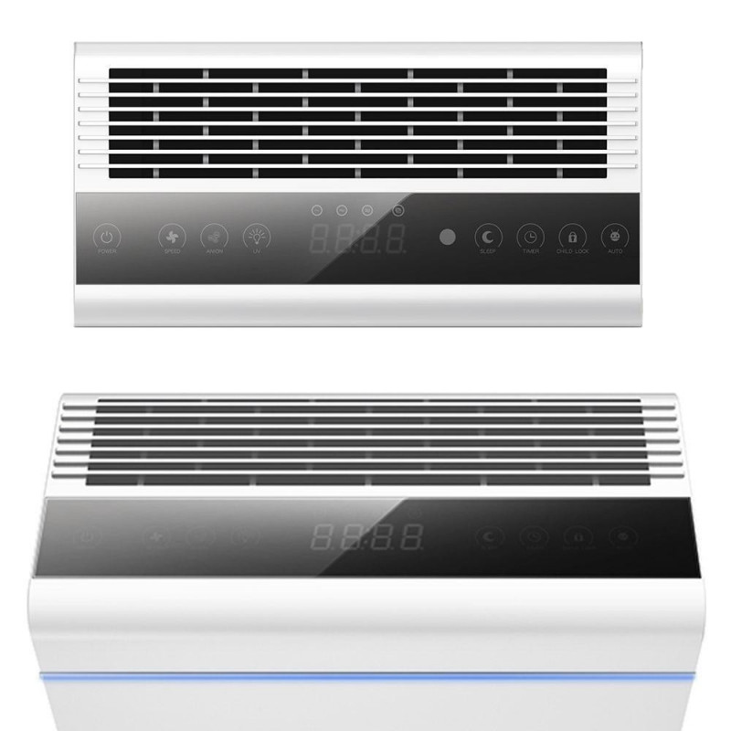 Пречиствател за въздух Attractive Oberon 350, 85W, За до 65 м2, 350 м3/ч, 3 скорости, WiFi, Йонизация, Интелигентни сензори, Дистанционно, Тъчскрийн, Бял/черен