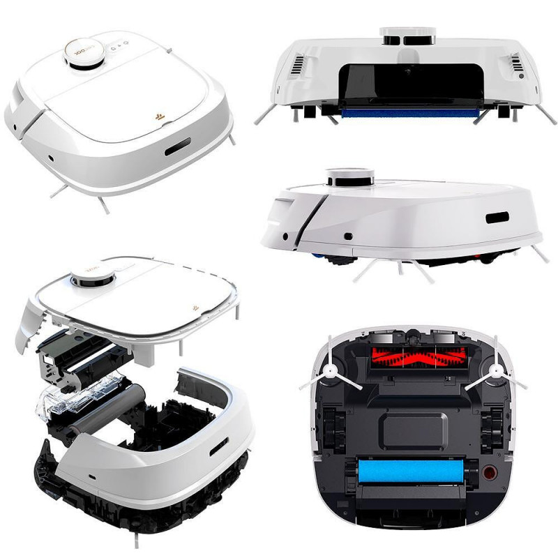 Прахосмукачка робот Tecbot M1, Li-ion 5200 mAh, 4000 Pa, 0.5 l, HEPA, Wi-Fi, Автономност до 160 мин, Подомиячка със самопочистващ моп, Бял