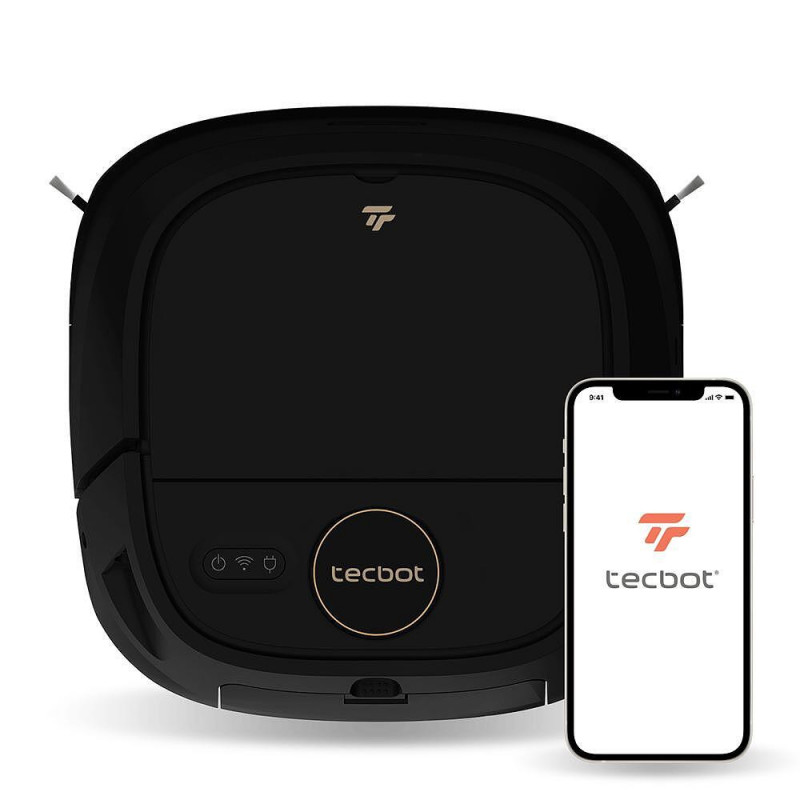 Прахосмукачка робот Tecbot M1, Li-ion 5200 mAh, 4000 Pa, 0.5 l, HEPA, Wi-Fi, Автономност до 160 мин, Подомиячка със самопочистващ моп, Черен