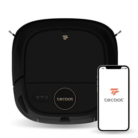 Прахосмукачка робот Tecbot M1, Li-ion 5200 mAh, 4000 Pa, 0.5 l, HEPA, Wi-Fi, Автономност до 160 мин, Подомиячка със самопочистващ моп, Черен