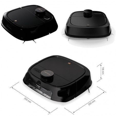 Прахосмукачка робот Tecbot M1, Li-ion 5200 mAh, 4000 Pa, 0.5 l, HEPA, Wi-Fi, Автономност до 160 мин, Подомиячка със самопочистващ моп, Черен
