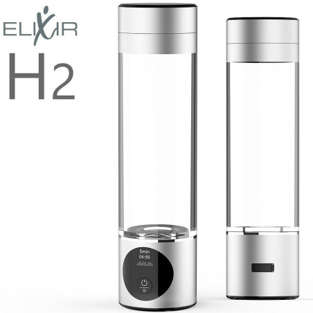 Преносима бутилка за водородна вода Elixir,1.2W, Батерия 1800 mAh, 260 мл, OLED дисплей, USB зареждане, Сребрист