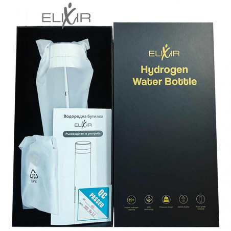 Преносима бутилка за водородна вода Elixir,1.2W, Батерия 1800 mAh, 260 мл, OLED дисплей, USB зареждане, Сребрист