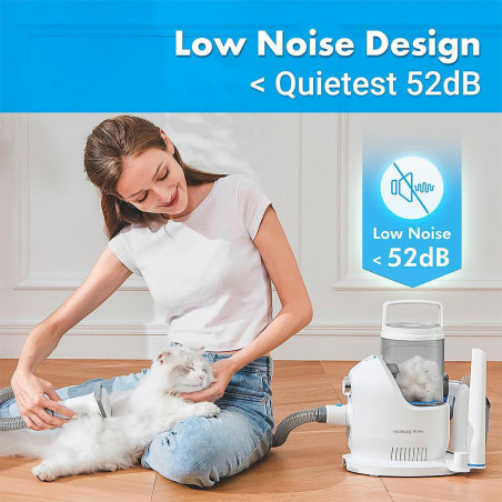 Уред за подстригване на домашни любимци NEAKASA P2 Pro, 400W, 10500 Pa, 2 л, 5 накрайника, 3 нива на засмукване, Бял