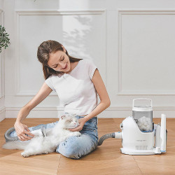 Уред за подстригване на домашни любимци NEAKASA P2 Pro, 400W, 10500 Pa, 2 л, 5 накрайника, 3 нива на засмукване, Бял
