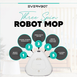 Робот за миене на подове Everybot TS300,  27W, 300 мл, Мокро/Сухо, Автономност до 200 мин, 6 режима, Сензор против падане/блъскане, Бял