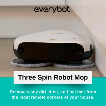 Робот за миене на подове Everybot TS300, 27W, 300 мл, Мокро/Сухо, Автономност до 200 мин, 6 режима, Сензор против падане/блъскане, Бял
