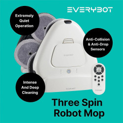 Робот за миене на подове Everybot TS300,  27W, 300 мл, Мокро/Сухо, Автономност до 200 мин, 6 режима, Сензор против падане/блъскане, Бял