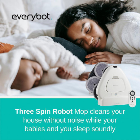 Робот за миене на подове Everybot TS300, 27W, 300 мл, Мокро/Сухо, Автономност до 200 мин, 6 режима, Сензор против падане/блъскане, Бял