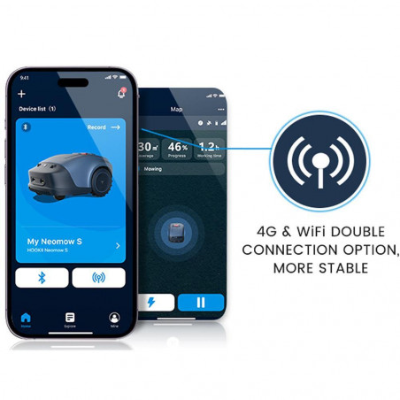 Косачка-робот HOOKII Neomow S, За до 1000 м2, 60 dB, Wi-Fi, 4G, Bluetooth, Автономия до 120 минути, Син