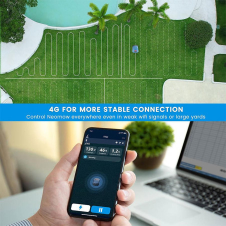 Косачка-робот HOOKII Neomow S, За до 1000 м2, 60 dB, Wi-Fi, 4G, Bluetooth, Автономия до 120 минути, Син