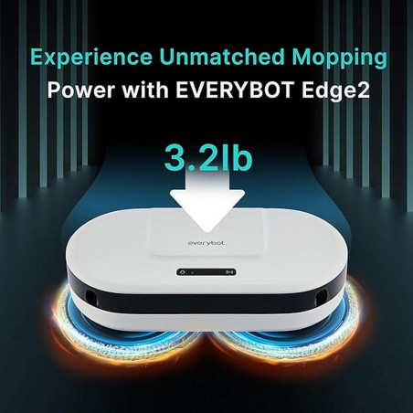 Робот за миене на подове Everybot EDGE 2 RS350, 27W, 210 мл, Мокро/сухо, Автономност до 200 мин, 7 режима, Сензор против падане/блъскане, Бял