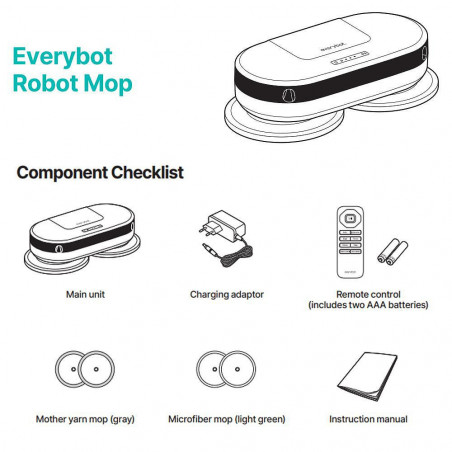 Робот за миене на подове Everybot EDGE 2 RS350, 27W, 210 мл, Мокро/сухо, Автономност до 200 мин, 7 режима, Сензор против падане/блъскане, Бял