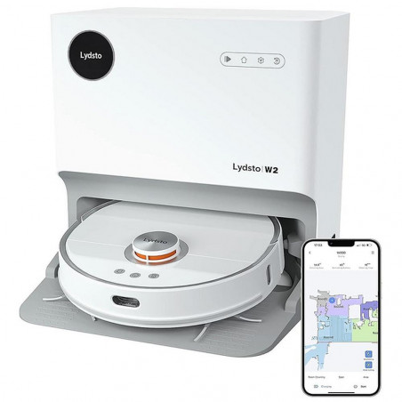 Прахосмукачка робот Xiaomi Lydsto W2, 50W, 5000 Pa, 0.35 л, Автоматична станция, Wi-Fi, Система против падане, Функция "График", HEPA, Бял
