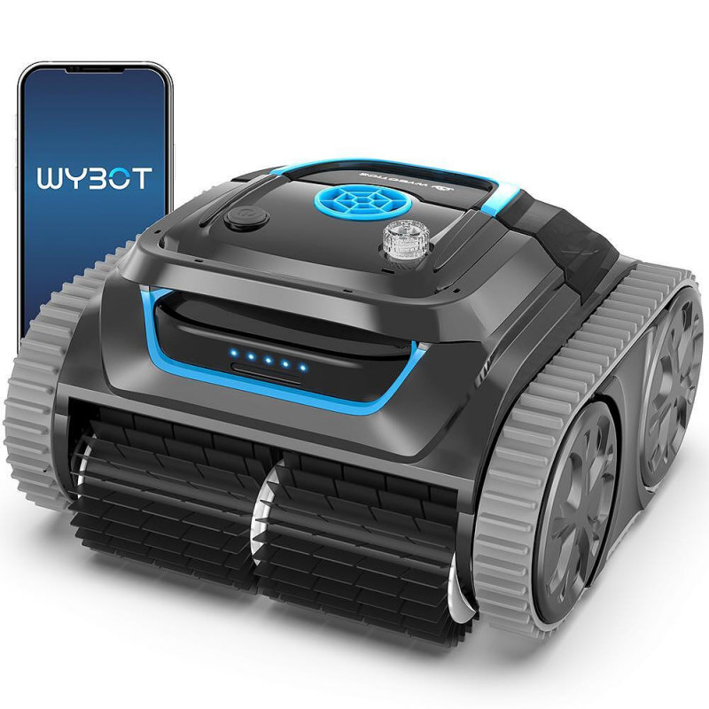 Безкабелен робот за почистване на басейни Wybot S1, 80W, Li-Ion 6400 mAh, За до 120 м2, 6 режима, SMART, Автономия до 200 минути, Self-parking, Auto-reverse, IPX8, Черен