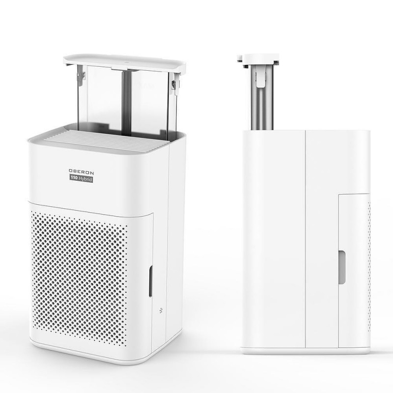 Пречиствател за въздух и овлажнител 2в1 Oberon 110 HYBRID, 21W, За до 15 м2, 110 м³/ч, Wi-Fi, 3 скорости, Карбонов филтър, Нощен режим, Таймер, Бял