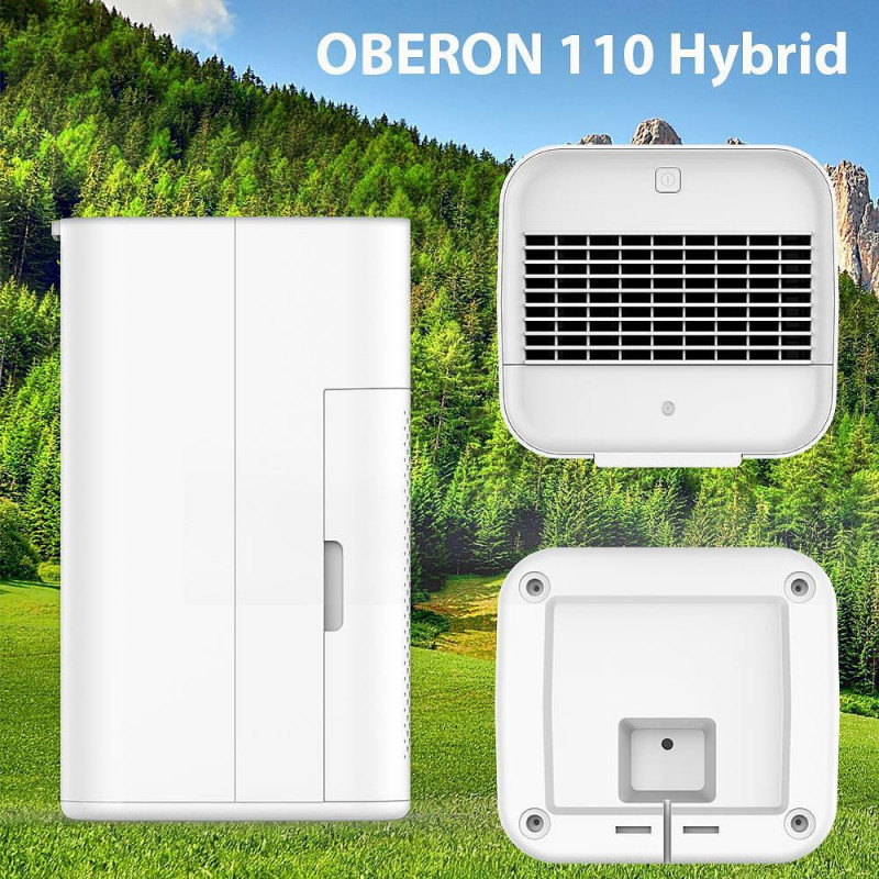 Пречиствател за въздух и овлажнител 2в1 Oberon 110 HYBRID, 21W, За до 15 м2, 110 м³/ч, Wi-Fi, 3 скорости, Карбонов филтър, Нощен режим, Таймер, Бял
