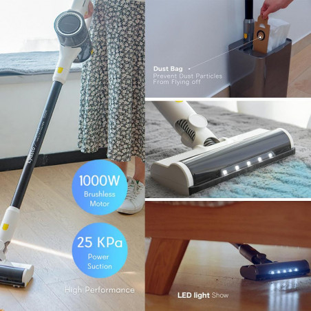 Безкабелна прахосмукачка Xiaomi Lydsto H4, 1000W, 25 kPa, 0.4 л, 3 нива на мощност, Самопочистване, Автономия до 60 минути, Бял