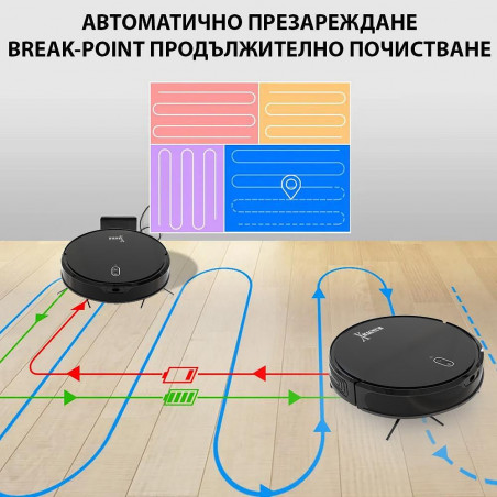 Прахосмукачка робот MAGNUM X, 40 W, 3000 Pa, Сухо и мокро почистване, 3-степенна филтрация, Wi-Fi, Функция График, Черен