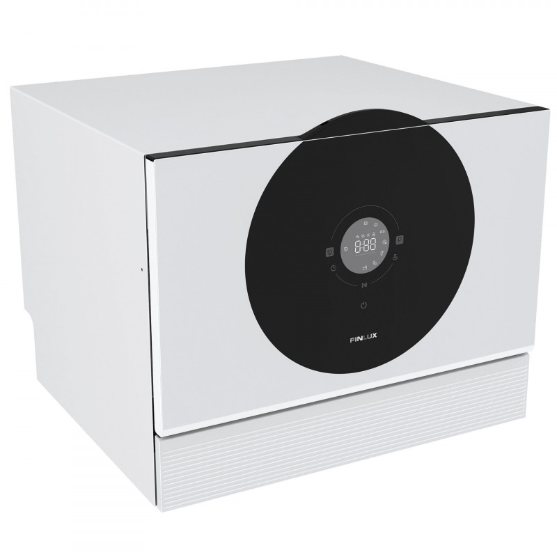 Съдомиялна машина Finlux WQP6-3609W, 6 комплекта, 7 програми, Самопочистване, LED дисплей със сензорно управление, Бял