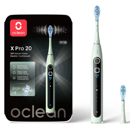 Електрическа четка за зъби Oclean X Pro 20, AI, Maglev 4.0, 84000 об/мин, Wi-Fi, FlexFit, IPX7, Интелигентна аларма при пропусната зона, 40 дни автономност, Зелен