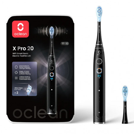 Електрическа четка за зъби Oclean X Pro 20, AI, Maglev 4.0, 84000 об/мин, Wi-Fi, FlexFit, IPX7, Интелигентна аларма при пропусната зона, 40 дни автономност, Черен