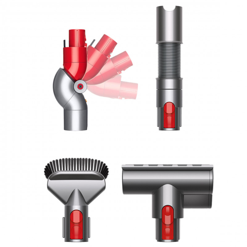 Комплект за почистване на животински косми и замърсявания Dyson 971533-01, 4 части, Тапицерия, Килими, Тесни и труднодостъпни места, Сив/червен