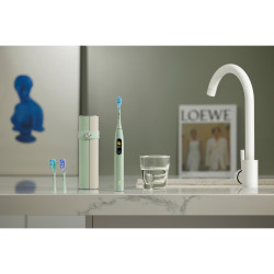 Електрическа четка за зъби Oclean X Ultra 20 S, 84000 об/мин, AI, Интелигентни сензори, Bluetooth, Wi-Fi, Адаптация към ортодонтско лечение, LED, 3 глави, Зелен