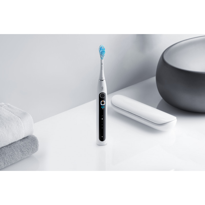 Електрическа четка за зъби Oclean X Pro 20 Set, AI, Maglev 4.0, 84000 об/мин, Wi-Fi, FlexFit, IPX7, Сигнал при пропусната зона, 40 дни автономност, Калъф, Бял