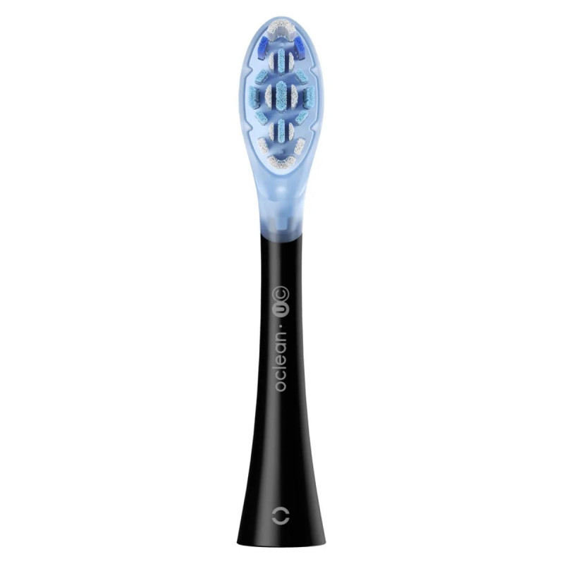 Комплект 2 бр резервни глави за електрическа четка за зъби Oclean Ultra Clean Brush Head, Твърда, Дълбоко почистване, DuPont, FlexFit, Черен