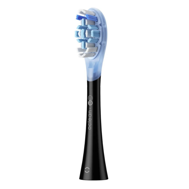 Комплект 2 бр резервни глави за електрическа четка за зъби Oclean Ultra Clean Brush Head, Твърда, Дълбоко почистване, DuPont, FlexFit, Черен