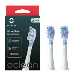 Комплект 2 бр резервни глави за електрическа четка за зъби Oclean Ultra Clean Brush Head, Твърда, Дълбоко почистване, DuPont, FlexFit, Зелен