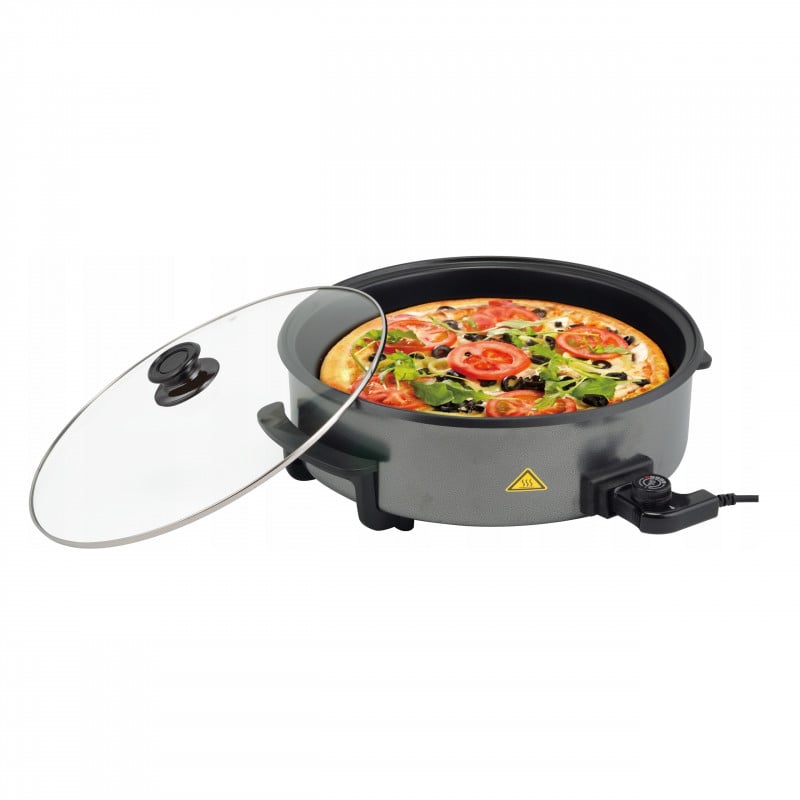 Електрически тиган Royalty Line PP-18214, 1500W, 42 см, 5.5 l, Стъклен капак, Термостат, Шагрен