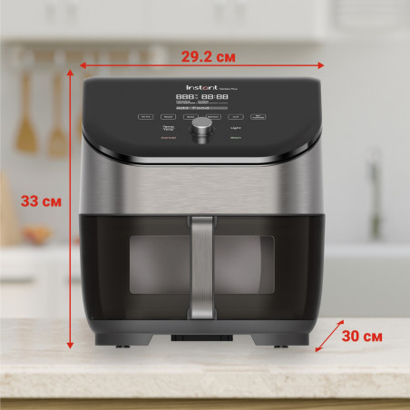 Фритюрник с горещ въздух Instant Pot Vortex Plus ClearCook & OdourErase 140310401, 1700W, 5.7 л, 6 програми, 35-205C, EvenCrisp, Двоен филтър, Черен