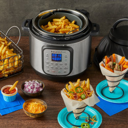 Мултикукър Instant Pot Duo Crisp + Air Fryer 140004401, 1500 W, 5.7 л, 11 програми, Кошница Air Fryer, EvenCrisp, Инокс