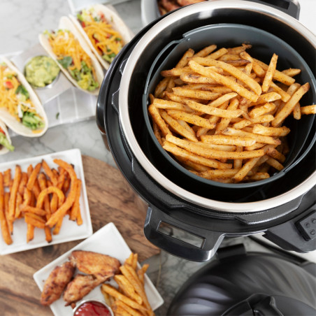 Мултикукър Instant Pot Duo Crisp + Air Fryer 140004401, 1500 W, 5.7 л, 11 програми, Кошница Air Fryer, EvenCrisp, Инокс