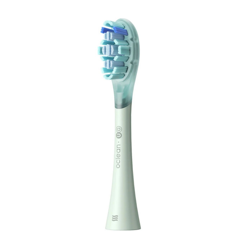 Комплект 2 бр резервни глави за електрическа четка за зъби Oclean Ultra Gum Care Brush Head, Мека, Нежно почистване, DuPont, FlexFit, Зелен