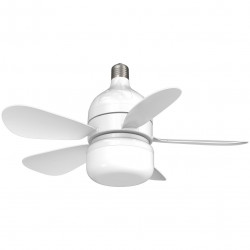 Вентилатор за таван Kumtel KTF-201, 12W, 6500K/3500K, E27, LED, 3 режима, 4 скорости, Дистанционно управление, Бял
