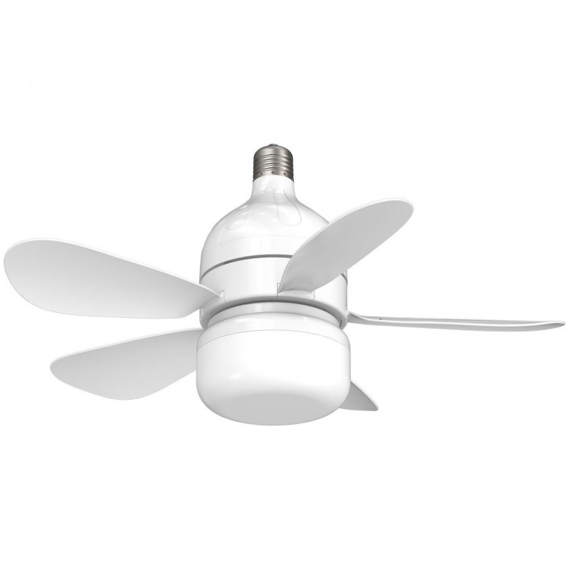 Вентилатор за таван Kumtel KTF-201, 12W, 6500K/3500K, E27, LED, 3 режима, 4 скорости, Дистанционно управление, Бял