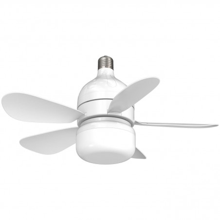 Вентилатор за таван Kumtel KTF-201, 12W, 6500K/3500K, E27, LED, 3 режима, 4 скорости, Дистанционно управление, Бял