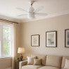 Вентилатор за таван Kumtel KTF-201, 12W, 6500K/3500K, E27, LED, 3 режима, 4 скорости, Дистанционно управление, Бял