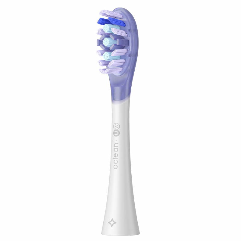 Комплект 2 бр резервни глави за електрическа четка за зъби Oclean Ultra White Brush Head, Твърда, За Избелване, DuPont, FlexFit, Бял