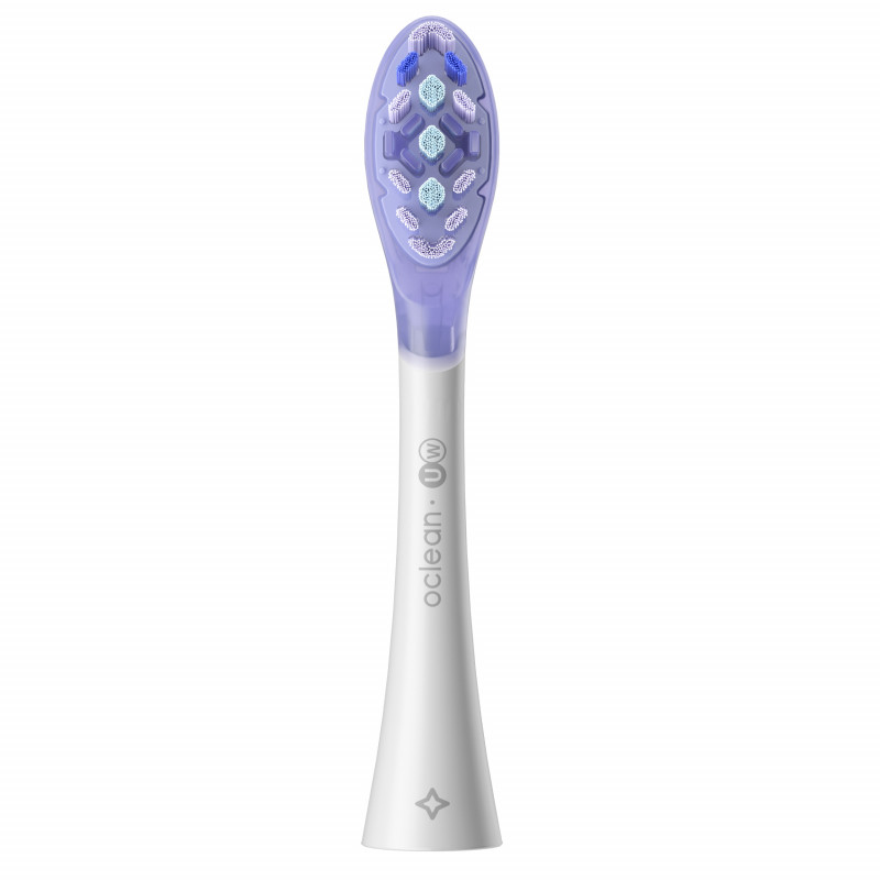 Комплект 2 бр резервни глави за електрическа четка за зъби Oclean Ultra White Brush Head, Твърда, За Избелване, DuPont, FlexFit, Бял