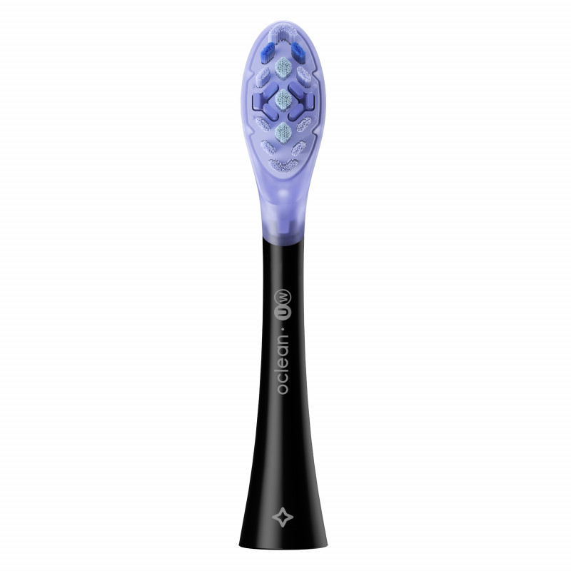 Комплект 2 бр резервни глави за електрическа четка за зъби Oclean Ultra White Brush Head, Твърда, За Избелване, DuPont, FlexFit, Черен/син
