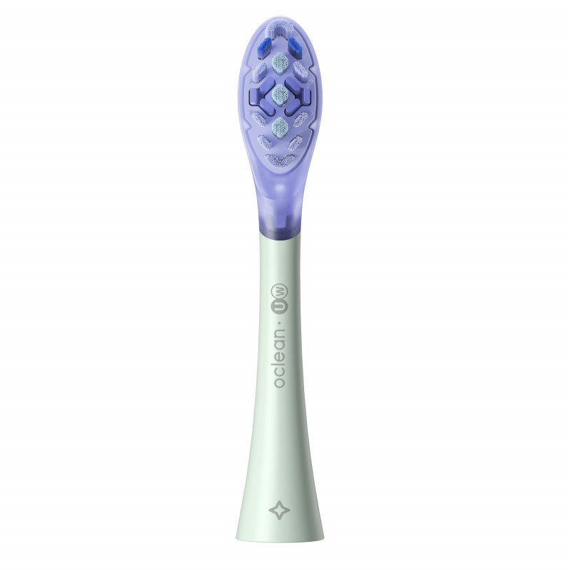 Комплект 2 бр резервни глави за електрическа четка за зъби Oclean Ultra White Brush Head, Твърда, За Избелване, DuPont, FlexFit, 2 бр, Зелен
