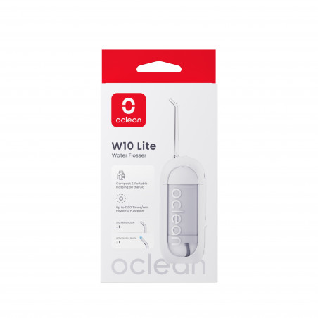Зъбен душ Oclean W10 Lite, 3 режима, 2 накрайника, 1200 импулса в минута, До 140 PSI, USB-C, Бял