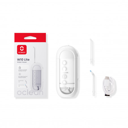 Зъбен душ Oclean W10 Lite, 3 режима, 2 накрайника, 1200 импулса в минута, До 140 PSI, USB-C, Бял