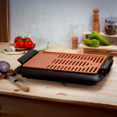 Бездимна скара Oliver Voltz OV51015J, 1250W, 36x23см, 2 зони, Незалепващо покритие, Черен/оранжев