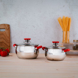 Тенджера Oliver Voltz OV51210N28, 28 см, 10.45 л, Индукция, Силиконови дръжки, Инокс/Червен